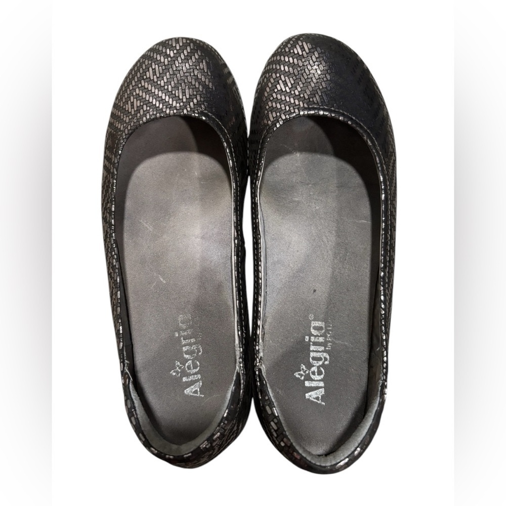 Alegria Petal Pewter Dazzler slip on ballet shoes size 9